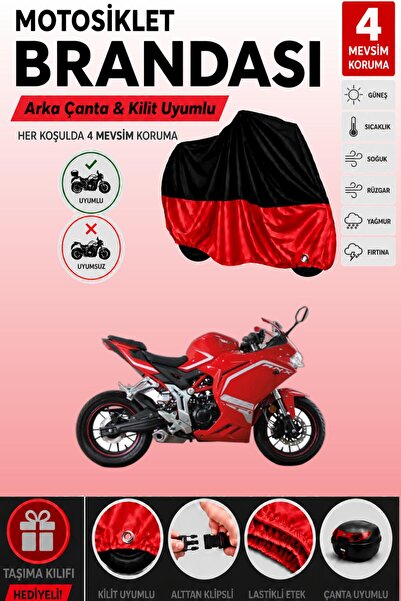 Cemku Double Black Top - Red Bottom, Rear Bag Compatible Rks Rnx Motorcycle T...