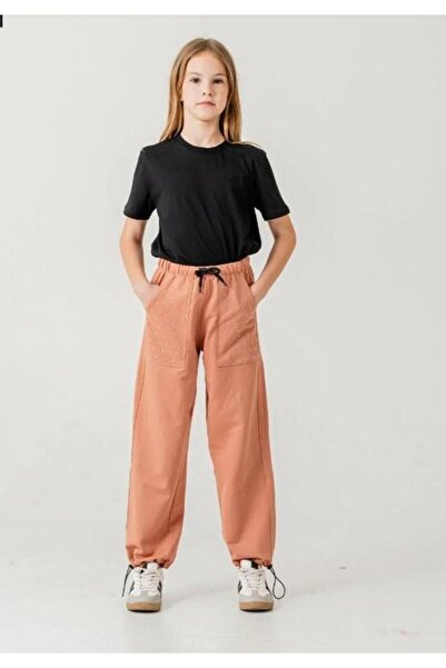 aykidsclup Pantaloni de trening pentru fete Paça Brit cu buzunare cu pietre ș...