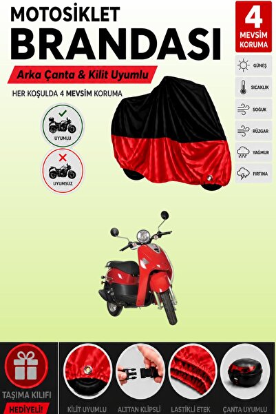 Cemku Double Black Top - Red Bottom, Rear Bag Compatible Kanuni Pony 50 Motor...