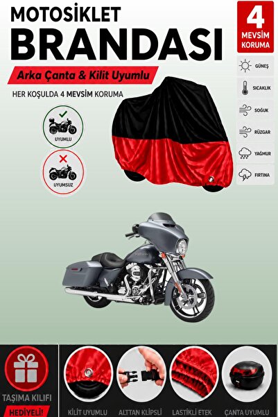 Cemku Double Black Top - Red Bottom, Rear Bag Compatible Harley-Davidson Flhx...