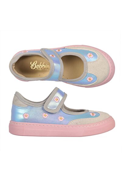 Bebbini Berry Blue Daisy Floral Girls' Ballerinas