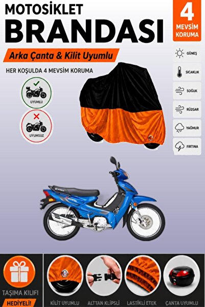 Cemku Double Black Top - Orange Bottom, Rear Bag Compatible Kymco Aktiv 110 M...