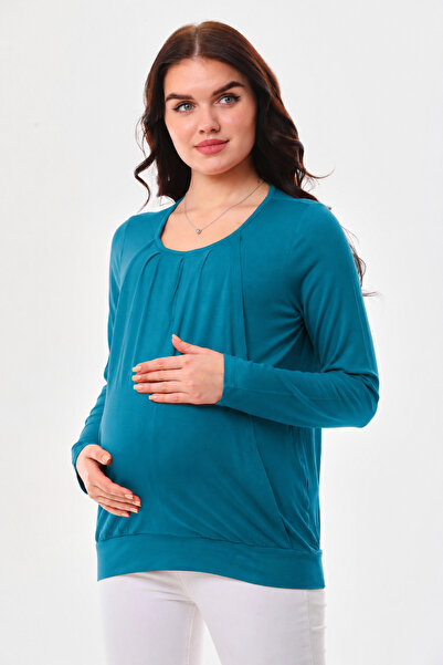 MEGHAN L.A Petrol Blue Maternity & Maternity Nursing Blouse