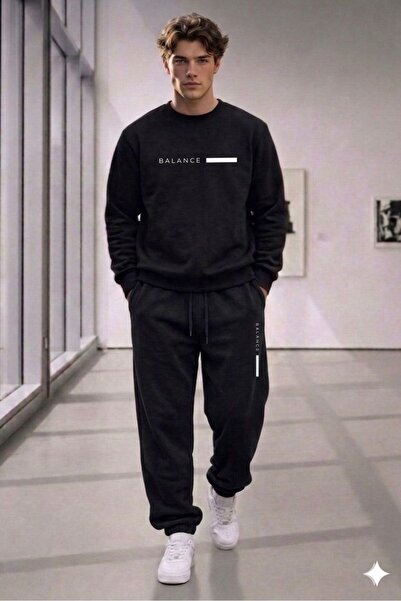 CAST COLLECTİON Men's Black Balance Summer Oversize Tracksuit