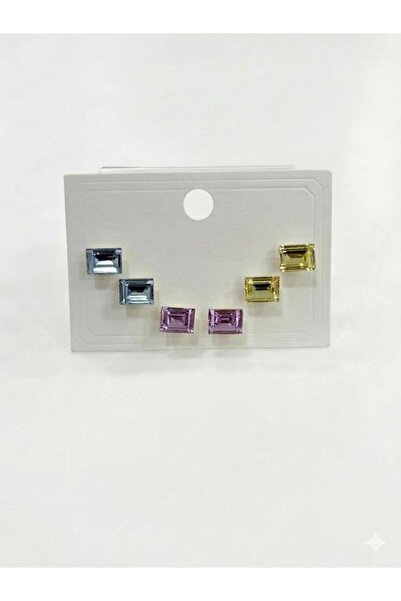 atastore2017 Square Stone Colorful Six-Piece Earrings