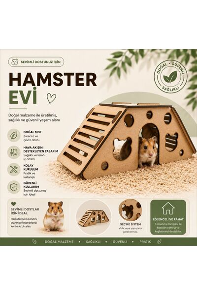 ALGWOOD Ahşap Hamster Köprüsü ve Yuvası - 2'si 1 Arada Hamster Yuvası ve Oyun...