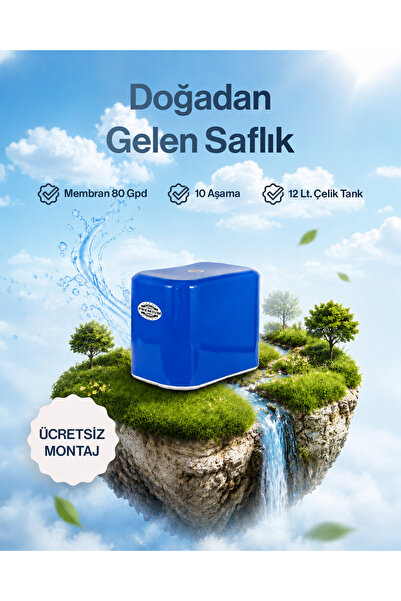 Genel Markalar 10 Aşamalı 12 Lt Metal Tanklı Pompasız Su Arıtma Cihazı