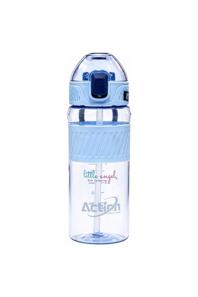 LITTLE ANGEL Kids Water Bottle with Flip Lock Straw Lid for School 600ml - Mu...