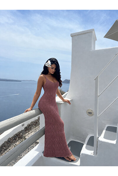 Nursay فستان شاطئ طويل من القطن المحبوك