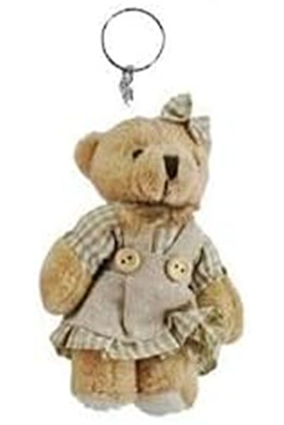 BenimMarifetlerim Girl in a Cream Dress Teddy Bear Keychain