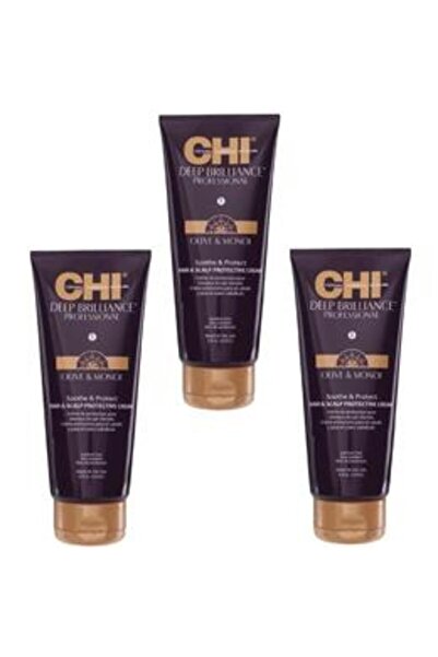 Chi Pachet 3 x Cremă de Protecție pentru Păr și Scalp - Farouk Deep Brillianc...