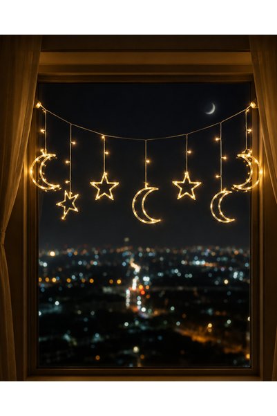 ucuzteknom Led Lighted Moon Star Ramadan Decor Indoor Ornament Lighting