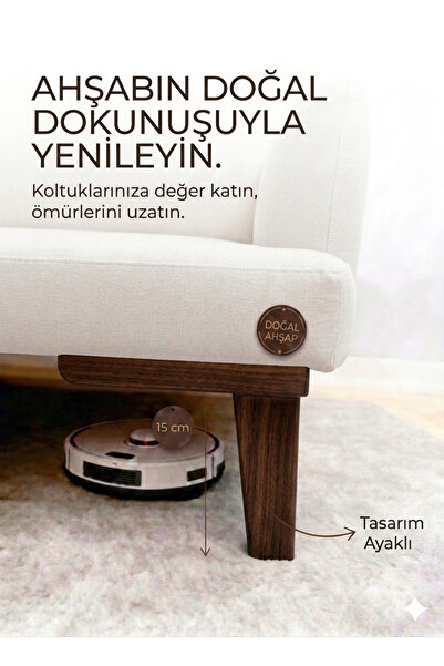 LEGORA WOOD DESİNG 1. Sınıf Gürgen Ağacı 15 Cm Koyu Ceviz Küt Ayak Mobilya Ka...