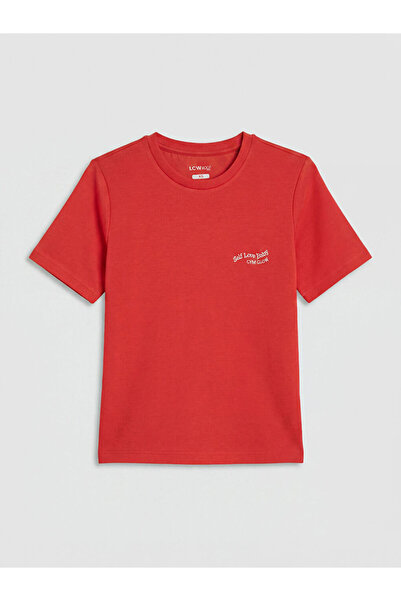 LC Waikiki Red Embroidered Soft Touch Women's Sports T-Shirt from Güli̇s Gi̇yi̇m