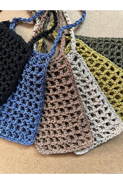 yucin Women's Hand Knitted Phone Bag Crossbody Mini Mesh Bag