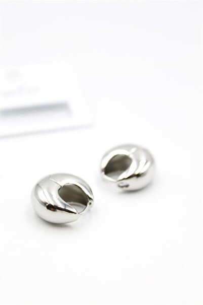 atastore2017 Oval Hoop Earrings - Silver