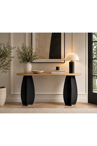 N.zone Modern Console Table with a Luxurious Design, Wooden Top and Stylish B...