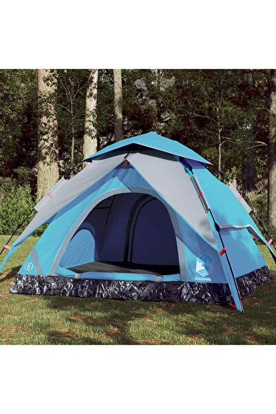 vidaxl Cort de camping cupola 4 persoane, setare rapida, albastru