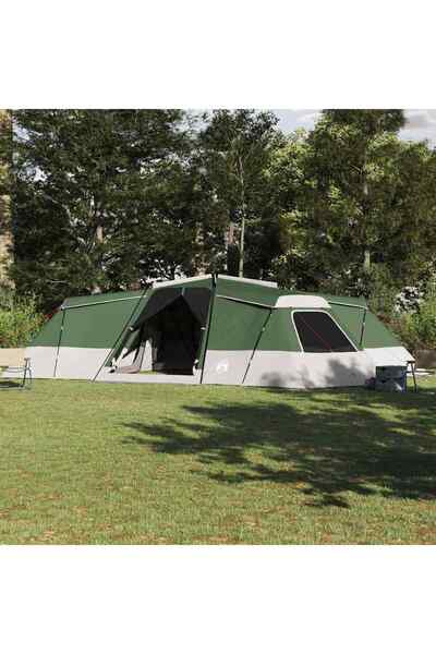 vidaxl Cort de Familie cu acoperis Verde 833 x 585 x 216 cm tafta