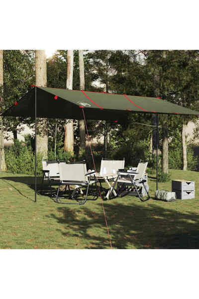 vidaxl Prelata de camping, verde masliniu, 451x420 cm, impermeabila
