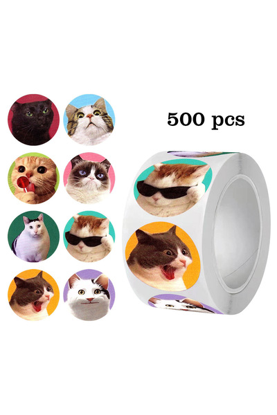 Choice1 1inch-500pcs 250pcs Cartoon Meme Cat Stickers For School Reward Stick...