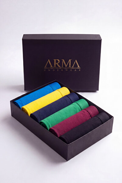Arma Yıldız Men's Premium Bamboo Colored Boxer Shorts 6-Piece Gift Boxed Groo...