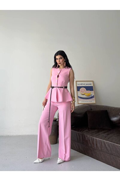 Bella Breeze Set de pantaloni și vestă cu curea, cu nasturi, pentru femei, se...