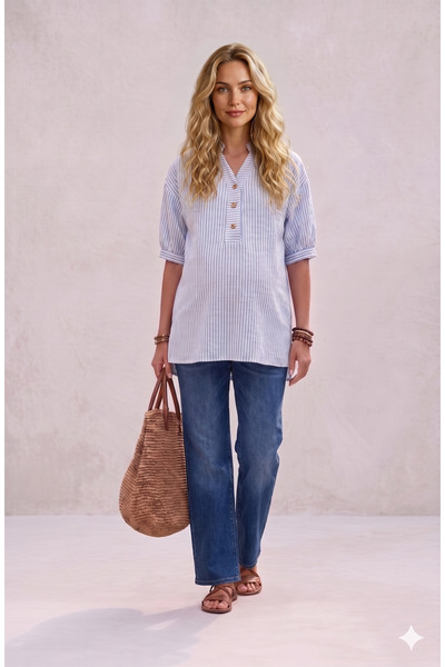 Entarim Maternity Cotton Striped Blouse