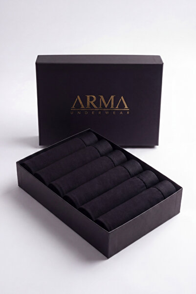 Arma Yıldız Ανδρικό σετ δώρου 6 τεμαχίων Premium Bamboo Black Boxer με κουτί ...