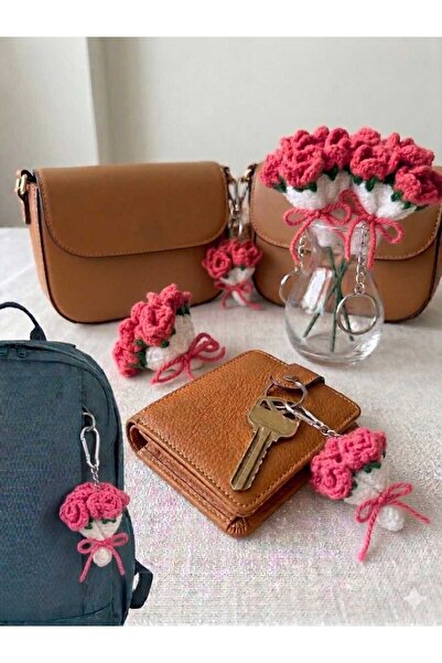 Berliva Home Hand Knitted Amigurumi Flower Bouquet Keychain - Bag Accessory