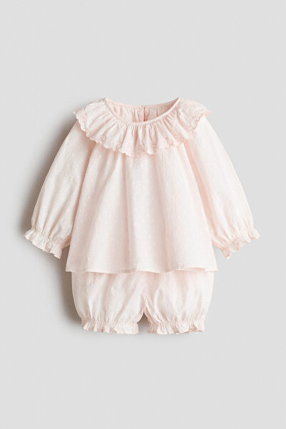 H&M 2 Parçalı Pamuklu Plumeti Set