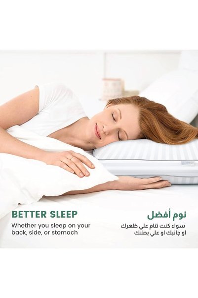 COTTON HOME ® Cuddle Stripe Pillow King Size (50x86cm /20''x 34'') Bed Pillow for Sleeping, Gusseted Pillow