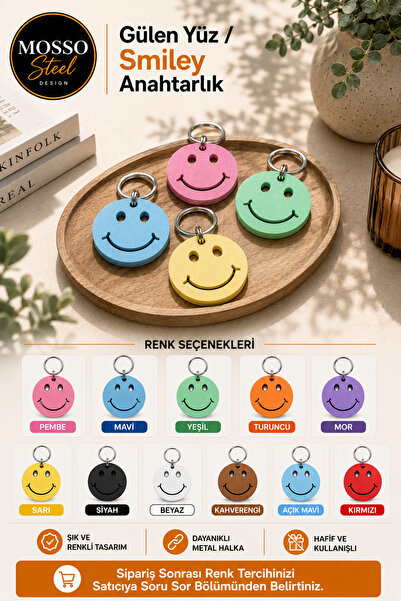 Mosso Steel 4-Piece Smiley Face / Smiley Face Smiley Keychain – Colorful Bag ...