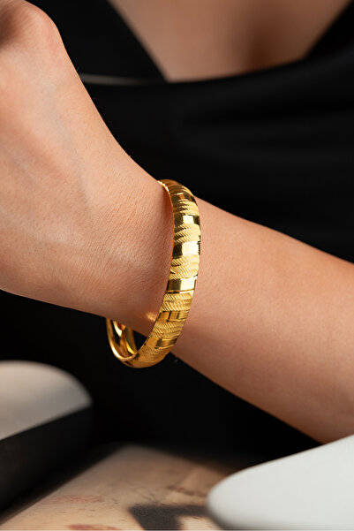 Silvano Jewelry 925 Ayar Gümüş 22 Ayar Altın Kaplama Bursa Model Şarnel Bilezik