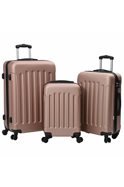 vidaxl Valiză cu blocare 3 pcs Rose Gold 50 x 31 x 78 cm Plastic ABS