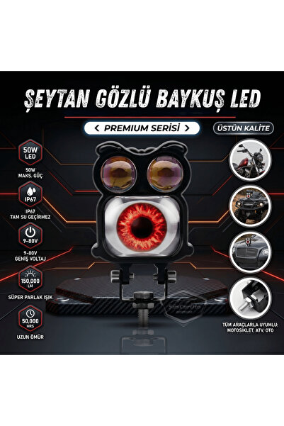 ŞüsCarOto Aksesuar Şeytan Gözlü Baykuş Sis Farı Çakarlı Çift Renk Sarı-Beyaz ...