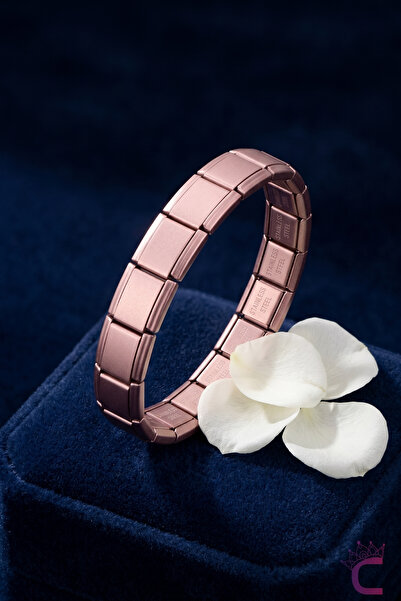 Cinderella Accessories Simli Pudra Pembe Paslanmaz Çelik İtalyan Charm Bilekl...