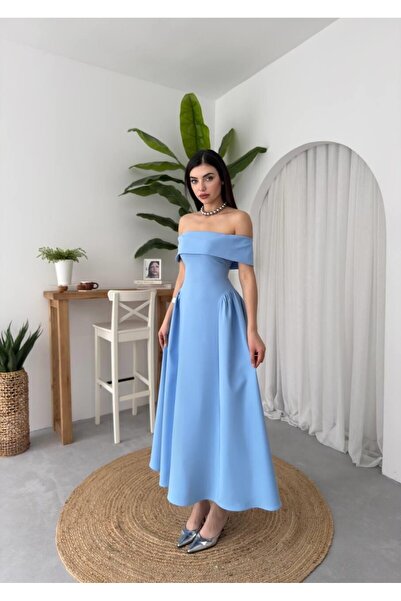 Caddebostan Moda Women's Strapless Off-Shoulder Midi Length Event and Evening...