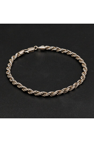 Silver Antique Chain Bracelet for Men & Women - Braided Rope Cuban Byzantine ...