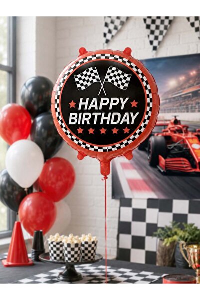 Parti Adresi Formula Yarış Temalı Happy Birthday Folyo Balon – Doğum Günü Süs...