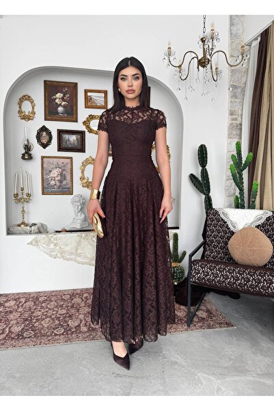 conconmoda Romantik Fransız Dantel Maxi Elbise Elcisa
