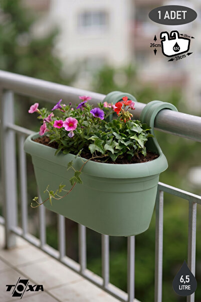 ToXA Hera Askılı Balkon Saksısı 6,5 Litre (39cm) Drenaj Izgaralı ve Ayarlanab...