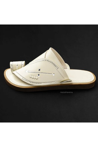 Razzah Beige Brown Embroidered Oriental Shoes