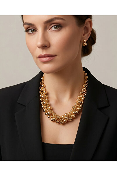 FASHION Modern Gold Elegant Necklace with Globe Detail