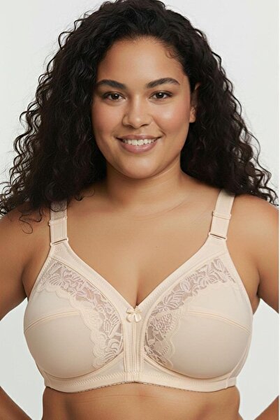 Brashop Ecru Plus Size Premium Quality Women's Lace Gathering Bra C Cup - Com...