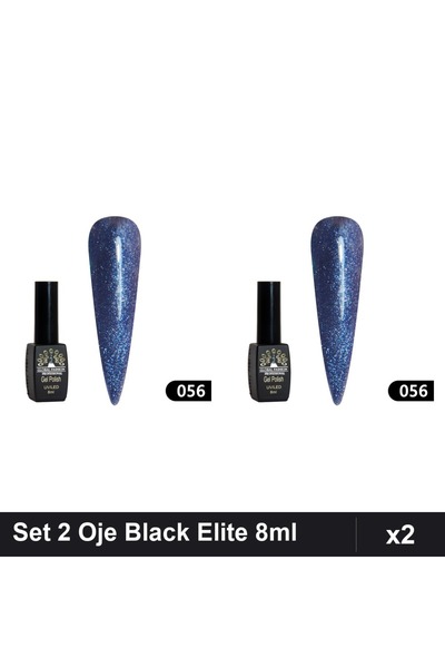global fashion Set 2 Oje Semipermanente Black Elite 8ml, Nuanță 056, Manichiu...