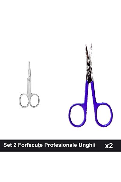 One Group Set 2 Forfecuțe Profesionale Unghii și Cuticule, Argintie