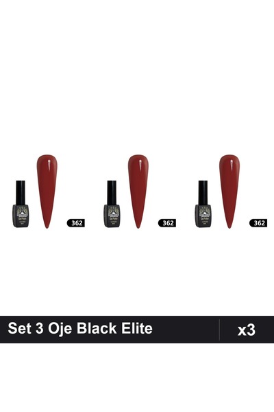 global fashion Set 3 Oje Semipermanente Black Elite 8ml, Manichiura UV/LED,
