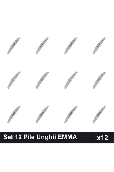 emma Set 12 Pile Unghii Granulație 80/80, Buffere Profesionale Manichiură