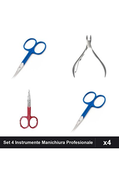 One Group Set 4 Instrumente Manichiura Profesionale, Unghiera Cleste, Forfecu...